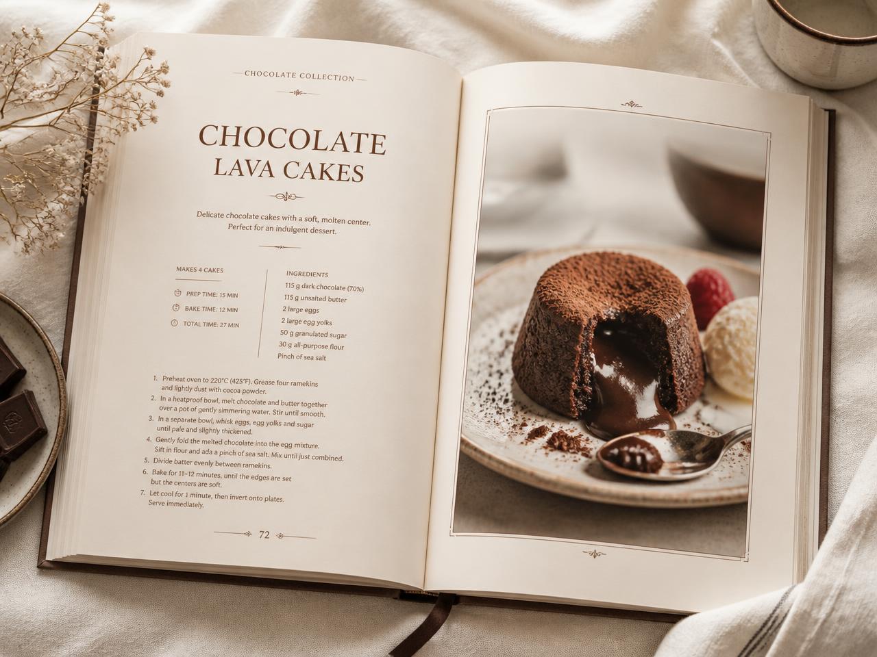 Páginas internas do eBook com receita, ingredientes e modo de preparo